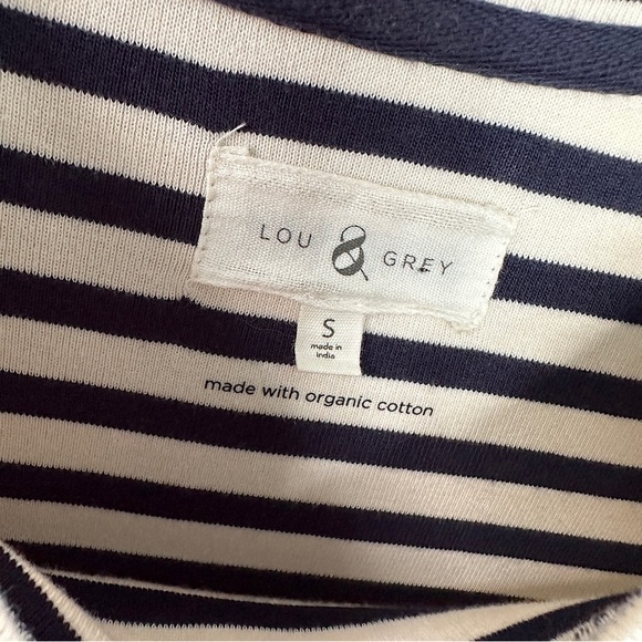 3/$20 💥 Lou & Grey T-Shirt Dress Short Sleeve Cream & Navy Stripe Print Cotton - Picture 14 of 15